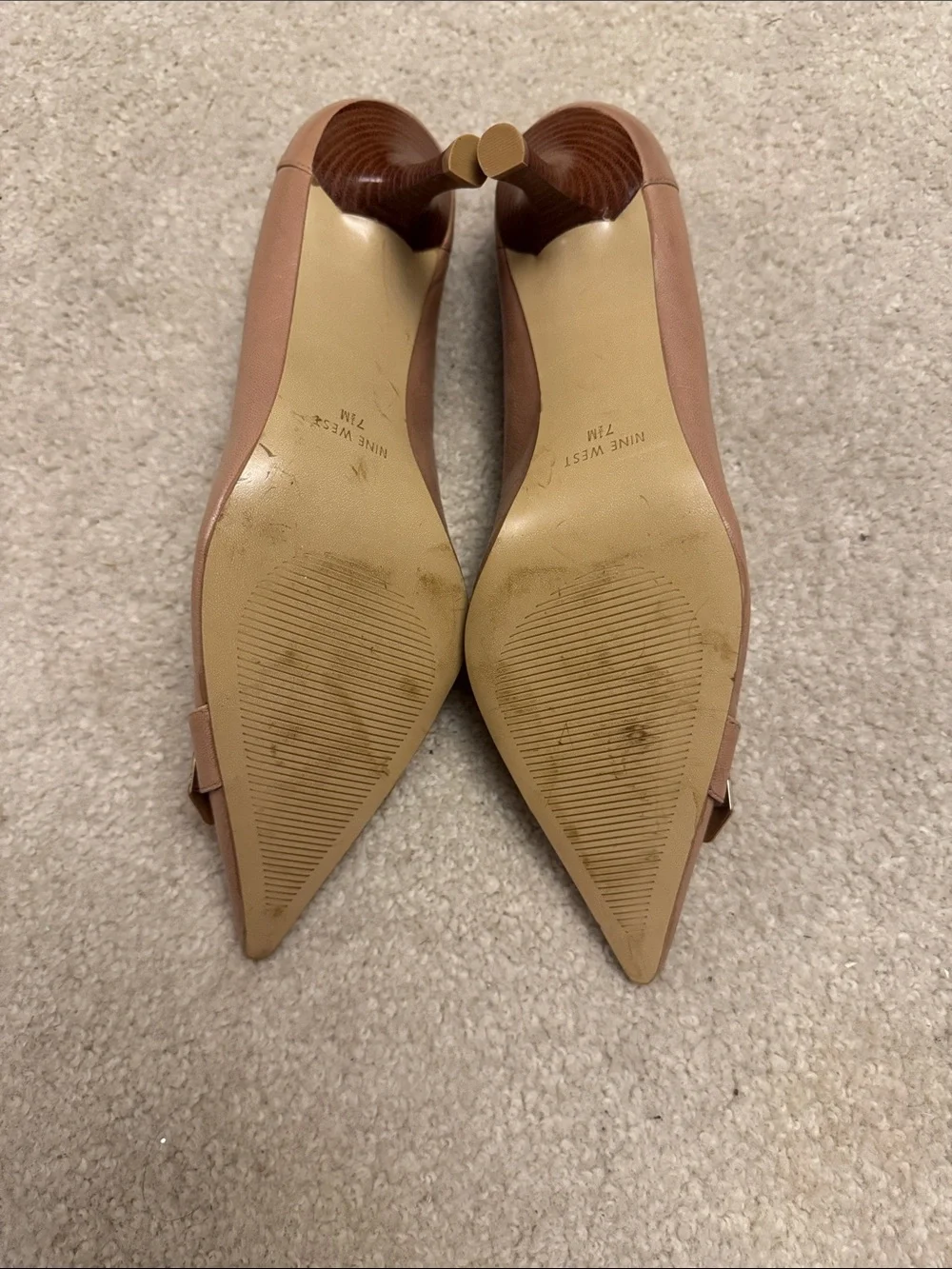 Nine West Taupe Pointed-Toe Pumps with Decorative Buckle